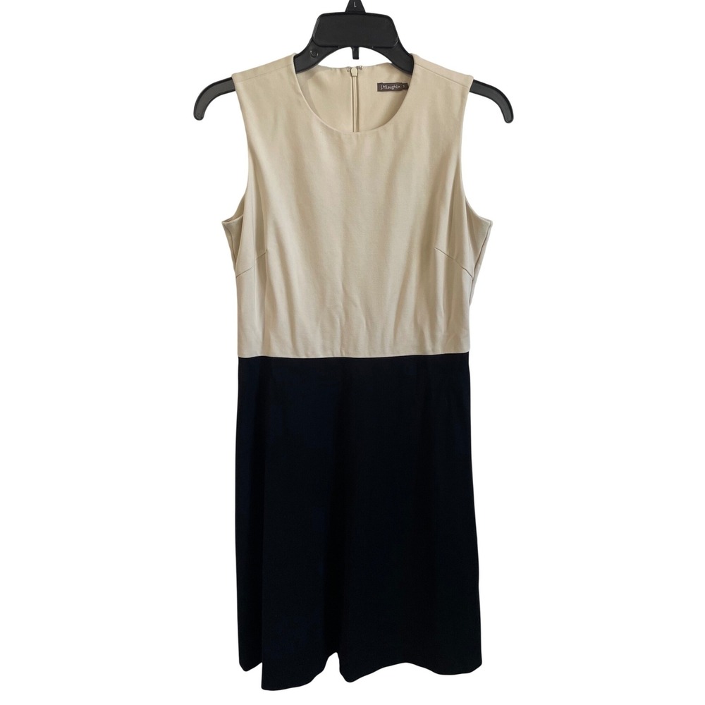 J. McLaughlin Sleeveless Colorblock Sheath Dress Beige Black‎ Womens Small